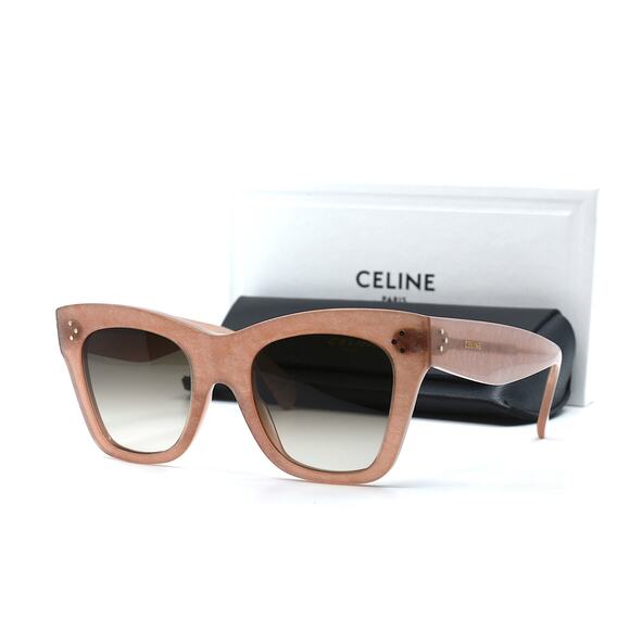 NEW CELINE CL4004IN 74F PINK W/SILVER GLITTER BROWN AUTHENTIC SUNGLASSES